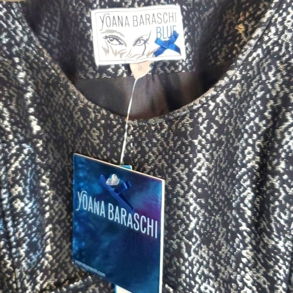 Yoana Baraschi Blue,‎ Black and Silver Fit and Flare Party Dress - Picture 9 of 10